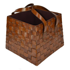 Buffalo Leather Basket with Handles