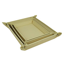 3 Piece Cream Buffalo Leather Trays Set