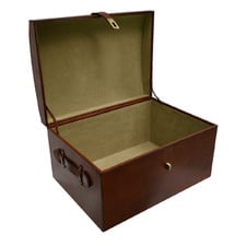Tan Leather Curve Top Storage Box