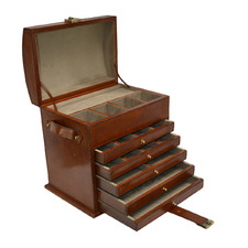 Tan Leather 6 Rack Jewellery Box