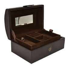 Dark Leather Curve Top Jewellery Box