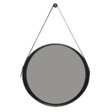 Large Sheena Round Buffalo Leather Wall Mirror