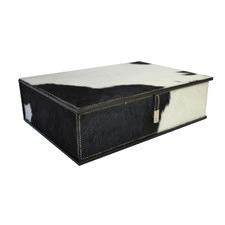 Black & White Pancho Leather Document Box