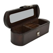 Dark Leather Travel Jewellery Box