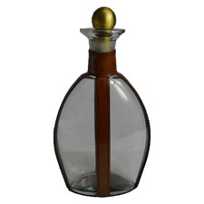 Tan Leather & Glass Decanter