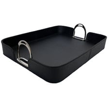 Rectangular Leather Tray with Stirrups