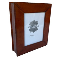 Decor Genuine Leather Key Holder Box with 4 Hooks