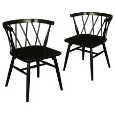 Brandon Cross Back Oak Wood Dining Chairs (Set of 2)