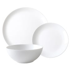 12 Piece White Coupe Tempered Glass Dinner Set