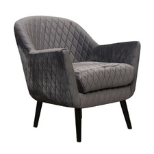 Quilted Velvet Club Chair with Black Legs