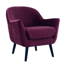 Quilted Velvet Club Chair with Black Legs