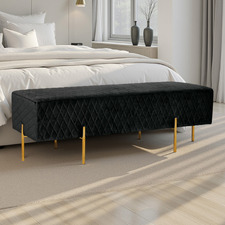 Pereira Diamond Quilted Velvet Ottoman