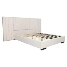 Oatmeal Cecilia Upholstered Bed Frame with Extended Bedhead