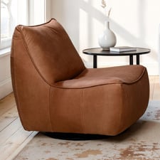 Martina Leather Swivel Accent Chair