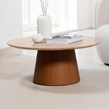 Alain Round Travertine Coffee Table
