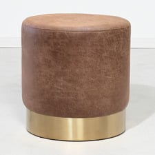 Small Round Aryal Faux Leather Ottoman