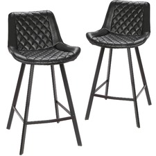 65cm  Bordeaux Faux Leather Barstools (Set of 2)