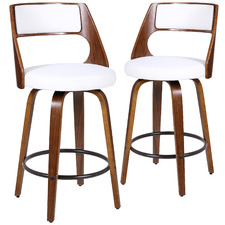 Munich Faux Leather Swivel Barstools (Set of 2)