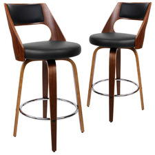 Black Zurich Faux Leather Barstools (Set of 2)