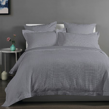 Grey Yarra Waffle Cotton Quilt Cover Set