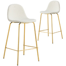 65cm White & Gold Claire Boucle Barstools (Set of 2)
