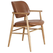 Bianca Genuine Leather & Oak Wood Dining Chair