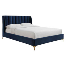 Navy Elfaria Velvet Platform Bed