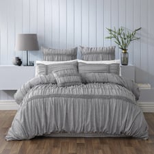 Grey Giana Cotton Quilt Cover Set