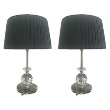 46cm Glass & Crystal Drum Table Lamps (Set of 2)