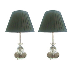 48cm Glass & Crystal Empire Table Lamps (Set of 2)