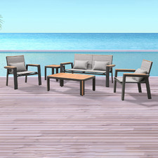 4 Seater Madrid Aluminium & Teak Outdoor Lounge Set