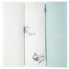 Blue Whale of a Time Cotton Baby Wraps (Set of 3)