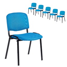 Blue Stackable Office Visitor Conference Chairs (Set of 6)