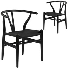 Black Hans Wegner Replica Wishbone Chairs (Set of 2)