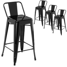 66cm Tolix Replica Barstool with Backrest (Set of 4)