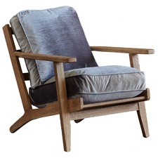 Coila Solid Oak & Velvet Leisure Armchair