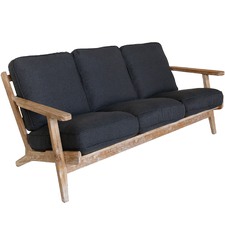 Coila Solid Oak & Linen 3 Seater Lounge