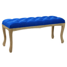 Blue Johanna Button Tufted Rubberwood Ottoman Bench
