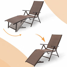 Casella Aluminium & Textilene Adjustable Curved Sun Lounges (Set of 2)