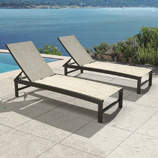 Casella Aluminium & Textilene Adjustable Sun Lounges (Set of 2)