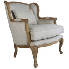 French Country High Back Wing Armchair