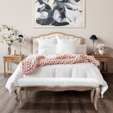 Beige Leia Linen Bed Frame