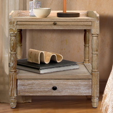 French Country One Drawer Bedside Table With Pull Out Shelf
