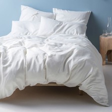 White Nimes Linen Quilt Cover Set