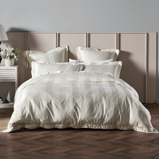 White Francesco Cotton-Blend Quilt Cover Set