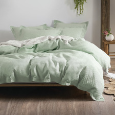 Mist Deluxe Waffle Cotton Quilt Cover Set