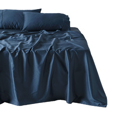 Navy Augusta 500TC Cotton Sateen Flat Sheet