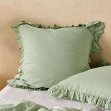 Vintage Ruffle Linen-Blend European Pillowcase
