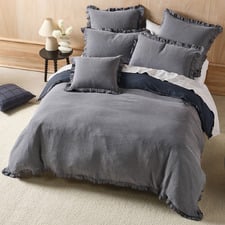 Navy Lucy Cotton Muslin Quilt Cover Set