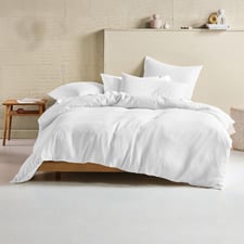 White Micro Waffle Cotton Quilt Cover Set